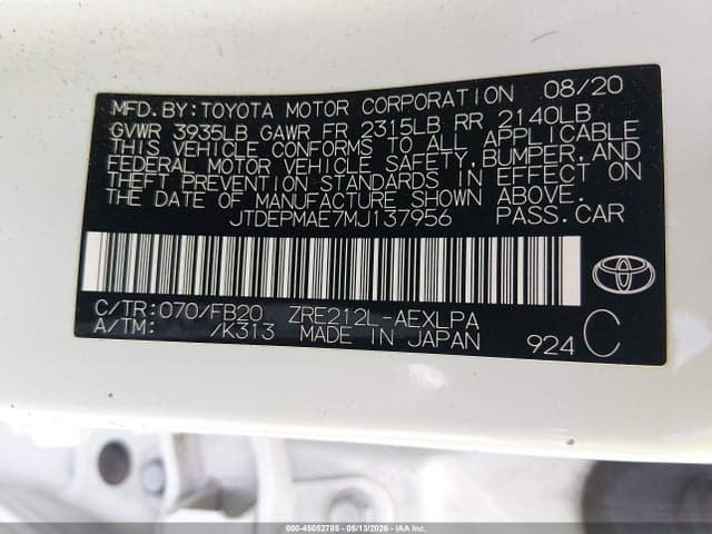 2021 TOYOTA COROLLA LE 9