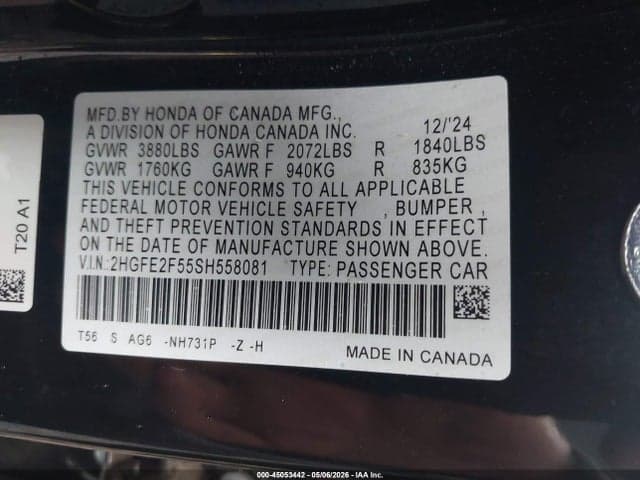 2025 HONDA CIVIC SPORT 9