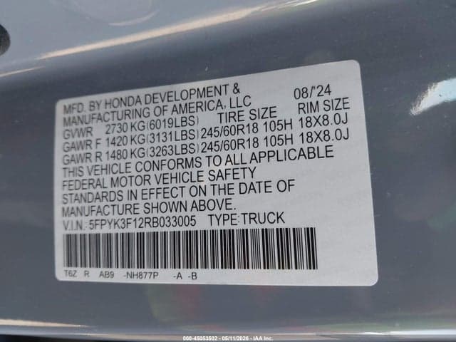 2024 HONDA RIDGELINE SPORT 9