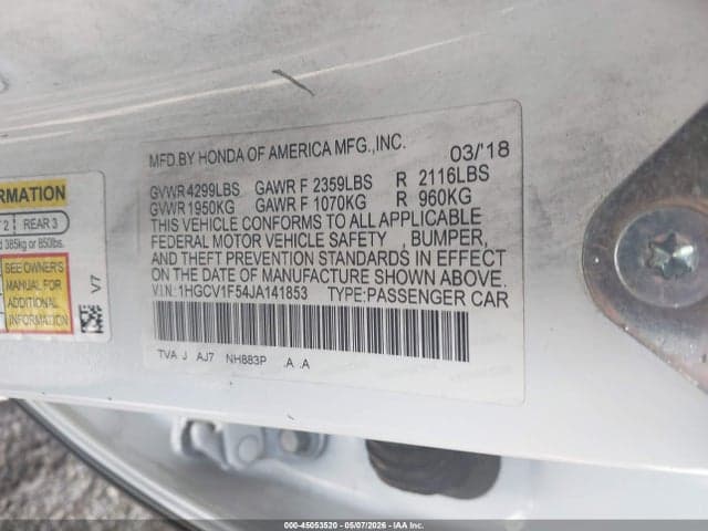 2018 HONDA ACCORD EX-L 9