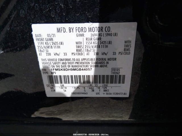 2021 FORD EXPLORER XLT 9