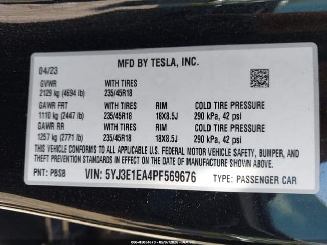 2023 TESLA MODEL 3 REAR-WHEEL DRIVE 9