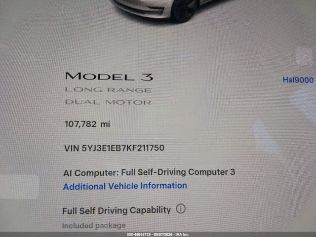 2019 TESLA MODEL 3 LONG RANGE/PERFORMANCE 7