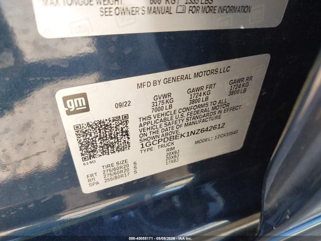 2022 CHEVROLET SILVERADO 1500 4WD SHORT BED CUSTOM 9