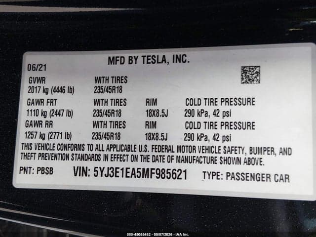 2021 TESLA MODEL 3 STANDARD RANGE PLUS REAR-WHEEL DRIVE 9