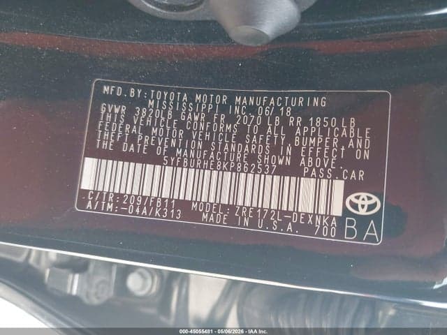 2019 TOYOTA COROLLA LE 9