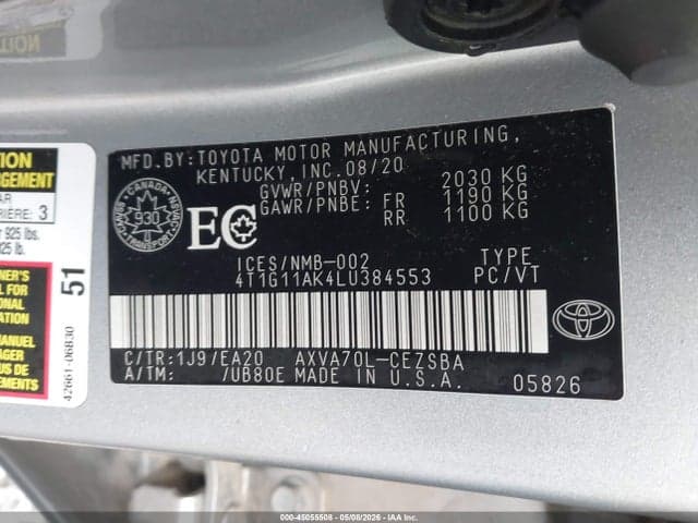 2020 TOYOTA CAMRY SE 9