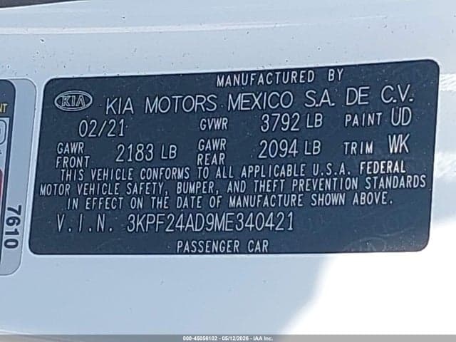 2021 KIA FORTE LXS 9