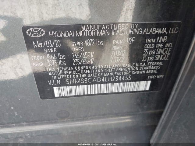 2020 HYUNDAI SANTA FE SEL 9