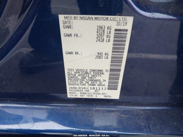 2020 NISSAN ALTIMA SR FWD 9