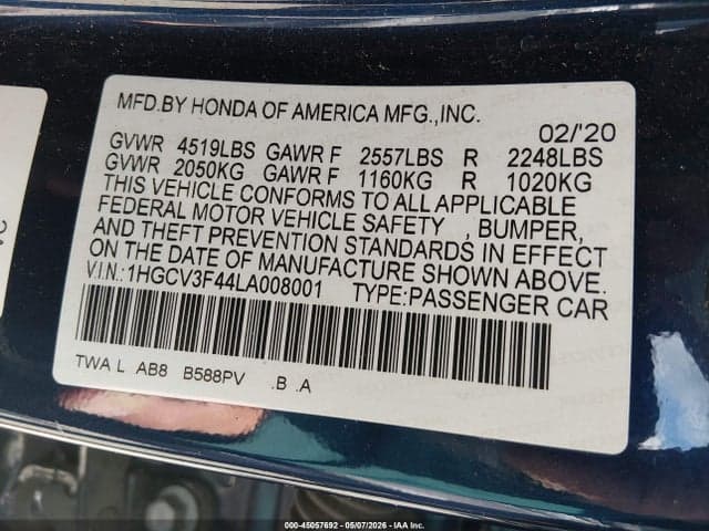 2020 HONDA ACCORD HYBRID EX 9