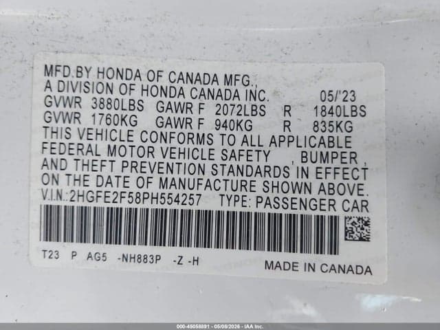 2023 HONDA CIVIC SPORT 9