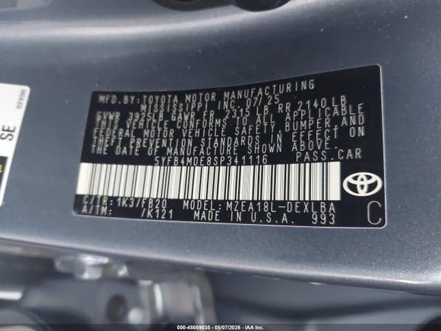 2025 TOYOTA COROLLA LE 9