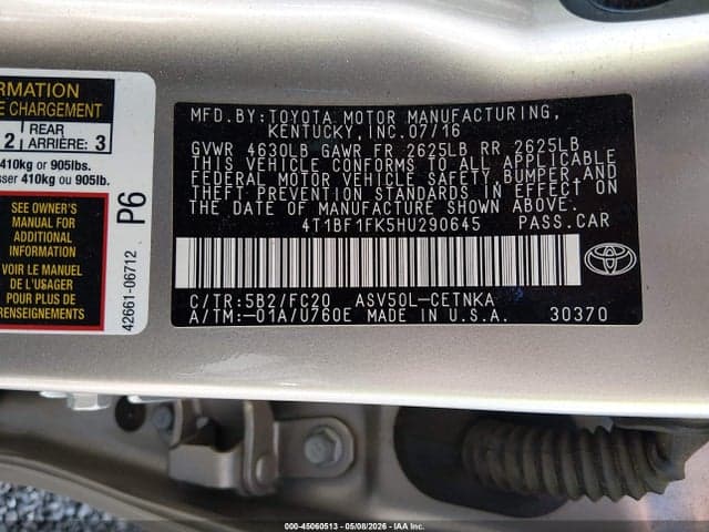2017 TOYOTA CAMRY LE 9