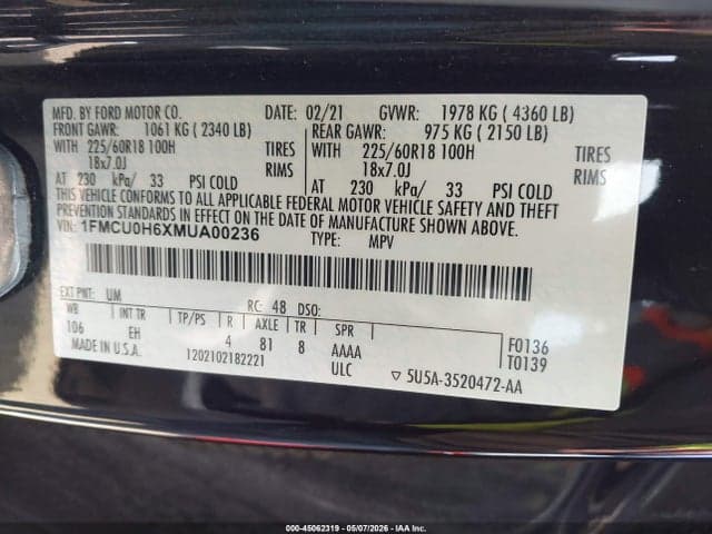 2021 FORD ESCAPE SEL 9