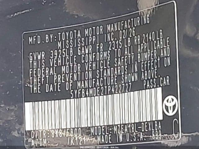 2026 TOYOTA COROLLA LE 9