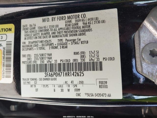 2017 FORD FUSION SE 3