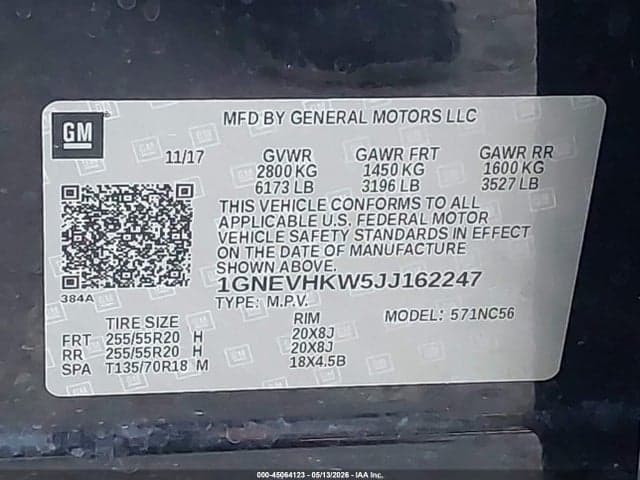 2018 CHEVROLET TRAVERSE 3LT 9
