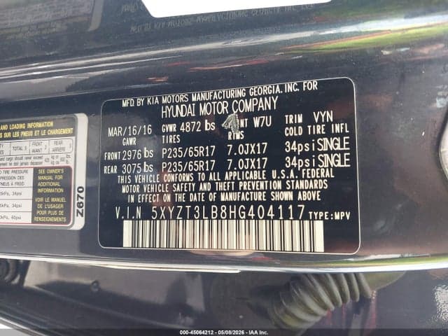 2017 HYUNDAI SANTA FE SPORT 2.4L 9