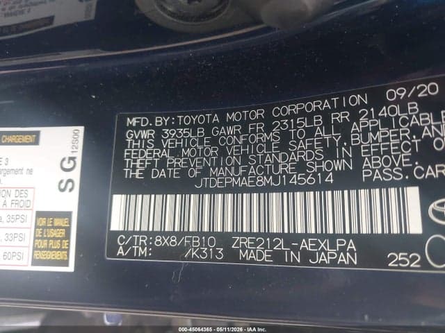 2021 TOYOTA COROLLA LE 9