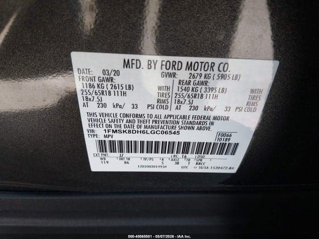 2020 FORD EXPLORER XLT 9