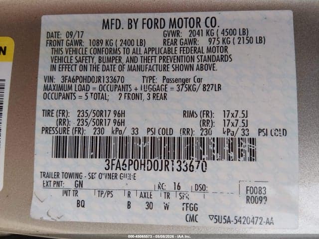 2018 FORD FUSION SE 9