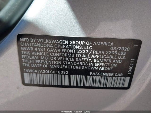 2020 VOLKSWAGEN PASSAT 2.0T SE 9