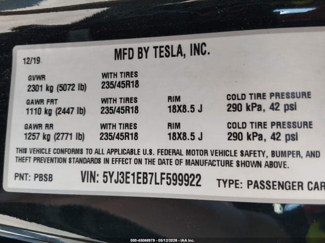 2020 TESLA MODEL 3 LONG RANGE DUAL MOTOR ALL-WHEEL DRIVE 9
