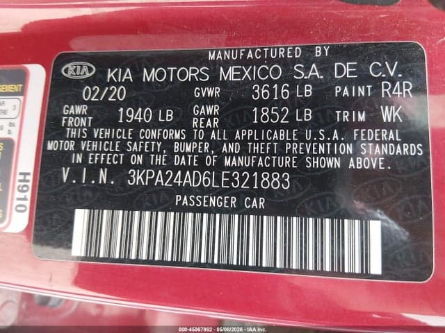 2020 KIA RIO S 9