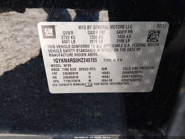2017 CADILLAC XT5 STANDARD 9