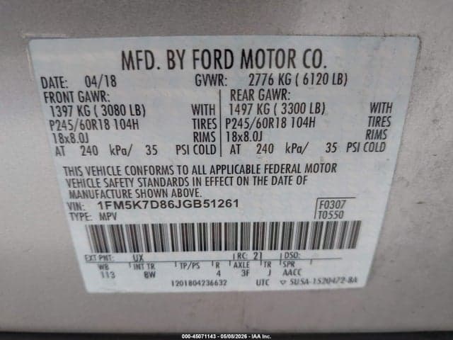 2018 FORD EXPLORER XLT 9