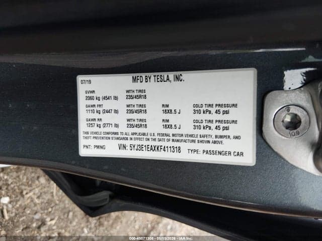 2019 TESLA MODEL 3 LONG RANGE/MID RANGE/STANDARD RANGE/STANDARD RANGE PLUS 9