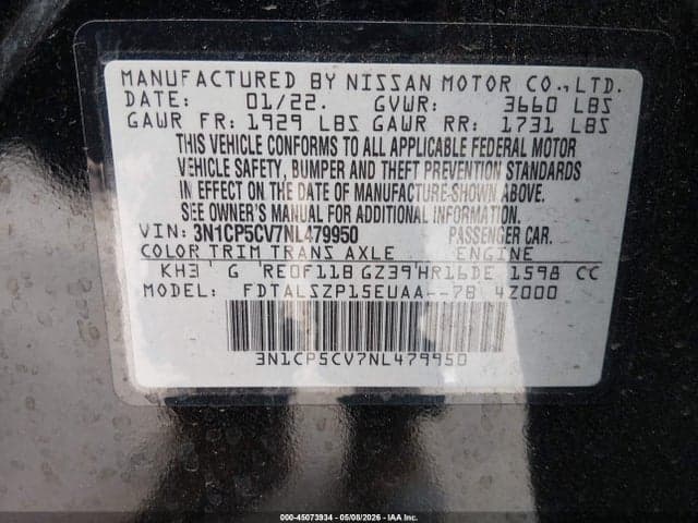 2022 NISSAN KICKS SV XTRONIC CVT 9