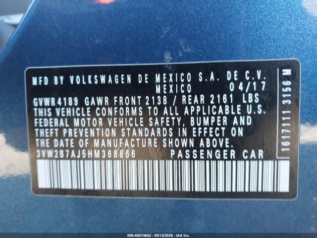 2017 VOLKSWAGEN JETTA 1.4T S 9