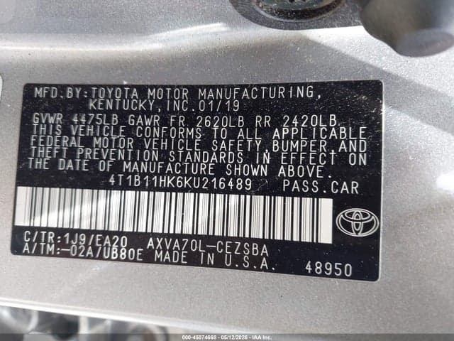2019 TOYOTA CAMRY SE 9