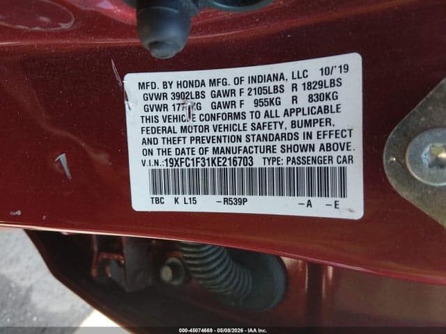 2019 HONDA CIVIC EX 9