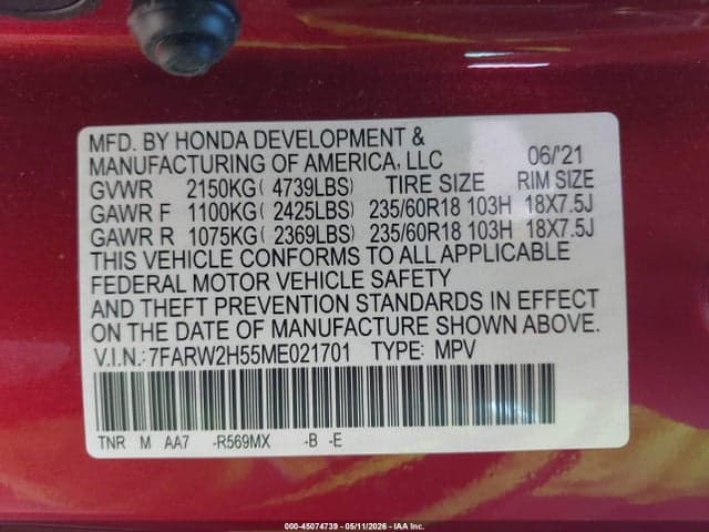 2021 HONDA CR-V AWD EX 9