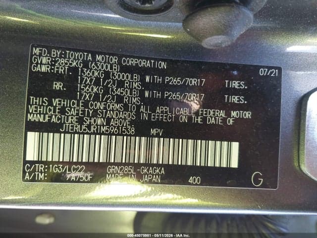 2021 TOYOTA 4RUNNER TRD OFF ROAD PREMIUM 9