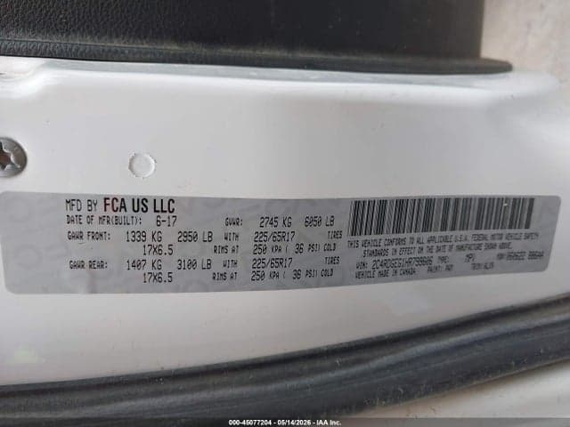 2017 DODGE GRAND CARAVAN GT 9