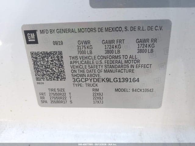 2020 CHEVROLET SILVERADO 1500 4WD SHORT BED LT 9