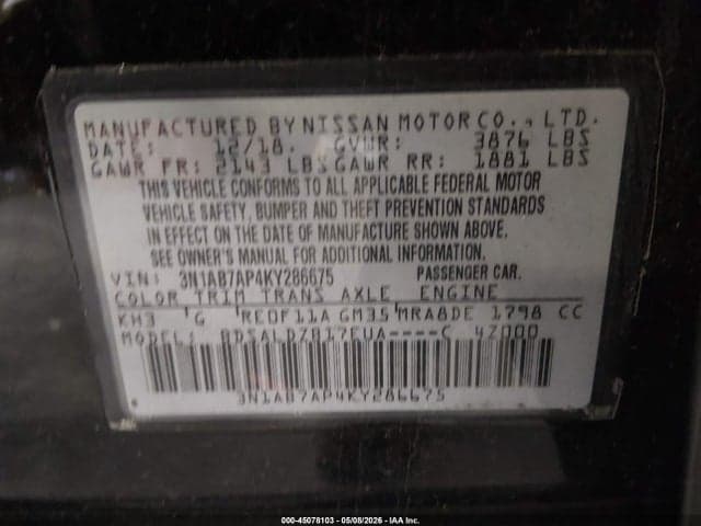 2019 NISSAN SENTRA SV 9