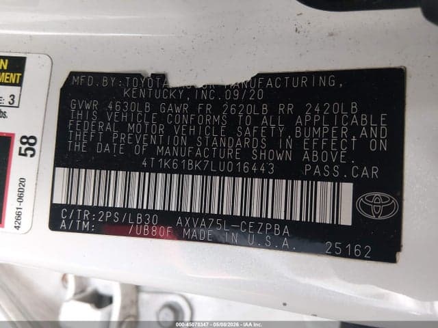 2020 TOYOTA CAMRY XSE AWD 9