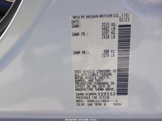 2023 NISSAN ALTIMA SR INTELLIGENT AWD 9