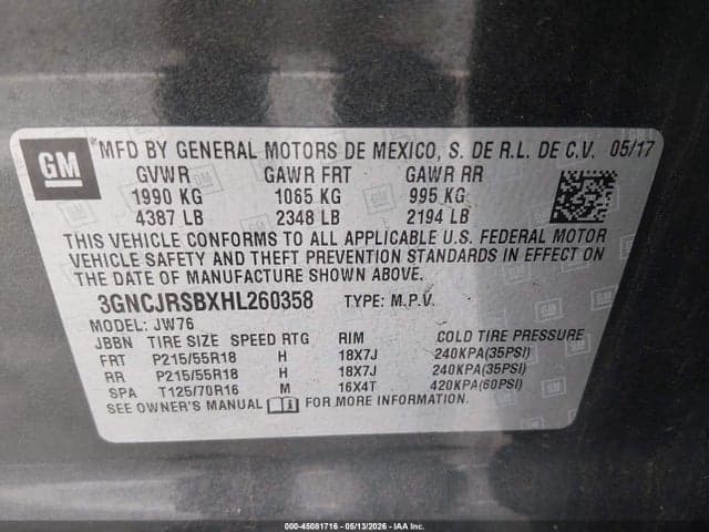 2017 CHEVROLET TRAX PREMIER 2