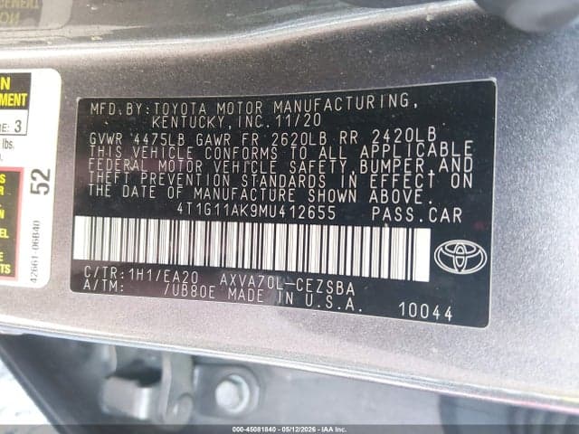 2021 TOYOTA CAMRY SE 9