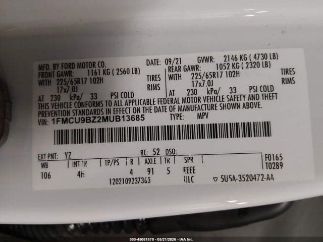 2021 FORD ESCAPE SE HYBRID 9