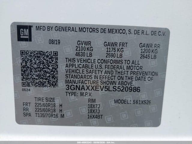 2020 CHEVROLET EQUINOX AWD PREMIER 1.5L TURBO 9