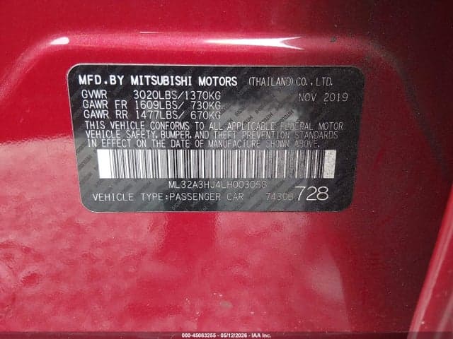 2020 MITSUBISHI MIRAGE ES 9