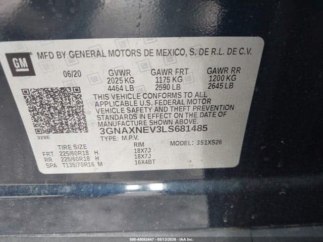 2020 CHEVROLET EQUINOX FWD PREMIER 1.5L TURBO 9