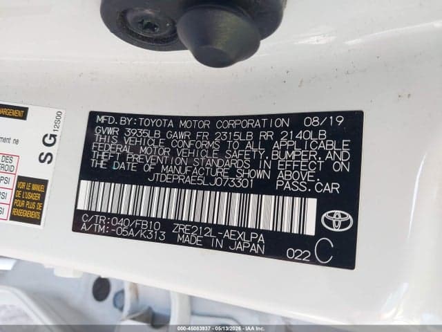2020 TOYOTA COROLLA LE 9